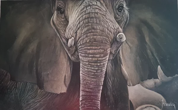 tableau éléphant coloré avec dorures